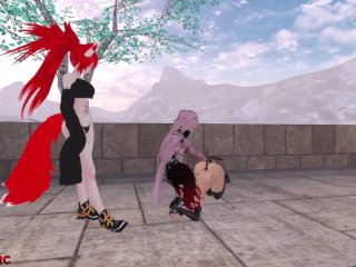 vrchat, bikini, latex gloves, red head