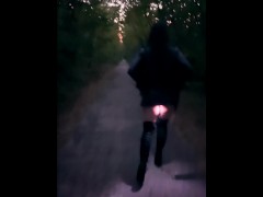 Flashlight in my ass - walking with anal plug in public