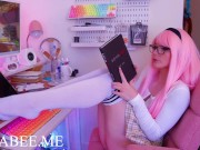 Preview 2 of Nerdy Bookworm Slut Cums Hard Instead of Studying - Lana Bee