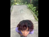 Fucking her face and pussy outside