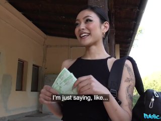 Public Agent - Sexy Asian Japanese babe Rae Lil Black has wet pussy creampie in public train station screenshot number 2