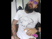 Preview 1 of Rasta tattooed guy jerking off oiled up and cumming hard
