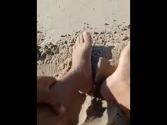 on the nudist beach horny showing off my feet