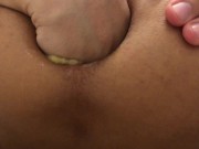 Preview 1 of Homemade promo video of fisting and dildo with double purple dildo with orgasm
