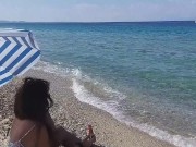 Preview 1 of NO PANTIES and Watermelon # Pussy Flash on Beach among people