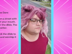 Chub trans sucks dildo walking down a public street! - Screenshot 2 of 16 - Trans