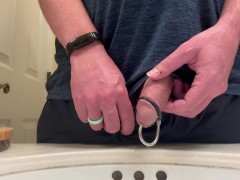 Pissing with a cock plug in. 4K