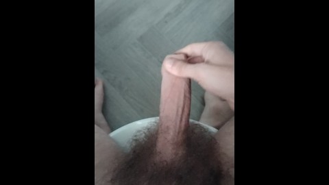 Hung British Lad Shoots Huge Cum Load While On The Toilet