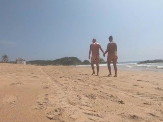 nude beach, short hair girl, flashing, 60fps