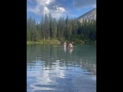 Skinny dipping fun in a alpine lake (very cold lol)