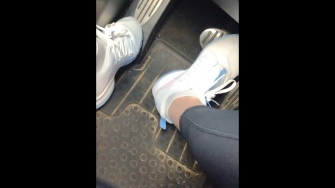 Pedal pumping in my sneakers while my mini Cooper is running