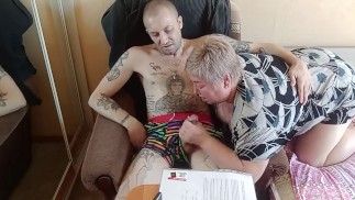 stepmom sucks and jerks off my cock