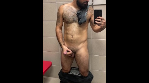 Horny Latino Jock caught jerking off in locker room