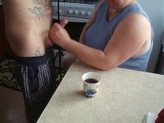 jerked off the sperm into my coffee glass - Screenshot 5 of 16 - Handjob Cumshot