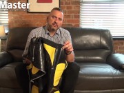 Preview 2 of Stepdad in rubber wanks uncut dick and cums solo on your latex PREVIEW