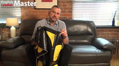 Stepdad in rubber wanks uncut dick and cums solo on your latex PREVIEW