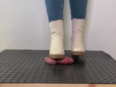 Work Colleague Bootjob During Break Time - White Anlke Boots