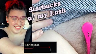 While I'm Cumming The Lush Vibrator In The Drive-Through Vlog The Cashier Flirts With Me