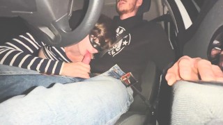 I decide to distract him by sucking him while he drives!