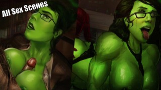 Fuking She-Hulk bunda verde gorda - todas as cenas de sexo survillance - atrás da desgraça