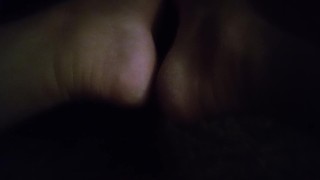 POV YOU SNEAK UP IN A DIM LIGHT ROOM AT NIGHT AND WATCH ME UNWIND MY BIG FEET UNDER TABLE