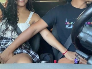 Horny Passenger Gets into Uber without Panties and Driver can't Resist her