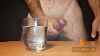 Dick Slapping, Jerking Off and Moaning | Cumming in a Glass of Water in 4K
