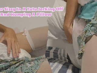 Diaper Sissy in a Tutu Jerking off and Humping a Pillow.
