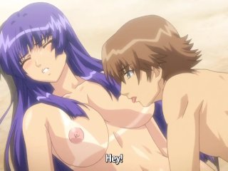 hentai anime, big tits, beach sex, cowgirl