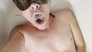piss bath for trans princess - drinking pee from her big cock