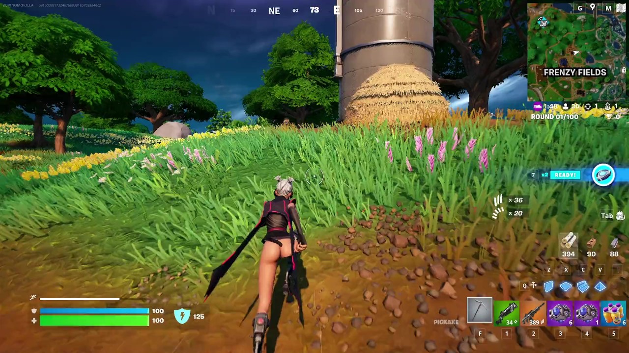 Hratelnost Fortnite (kombajn Sarah Pantless)