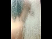 Preview 1 of Girl took a shower and fucks herself in the restroom.