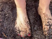 Preview 5 of Pretty Feet Pedicure trampling in wet compost