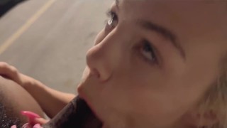 Slut Gives Sloppy Blowjob In Downtown Parking Garage Spits Up And Keeps Going