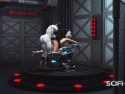 Preview 6 of Sci-fi BDSM. Horny young blonde likes to fucks with shemale humanoid android