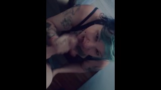 Goth Tattooed Mommy Gives amazing Blowjob