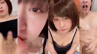 Japanisches T-Girl spritzt viel mit Analdildo-Masturbation, während es eine Penis-Klitoris-Erektion