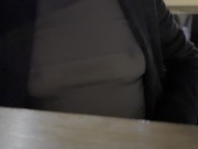 Preview 6 of Wife got so horny when dared to show tits in public in see through shirt in a bar full of people
