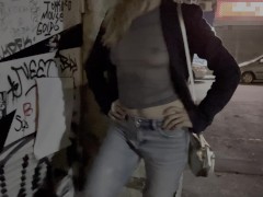 Wife got so horny when dared to show tits in public in see through shirt in a bar full of people