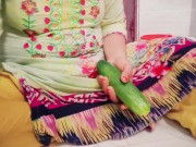 Preview 1 of Beautiful housewife fucking with cucumber in pussy.