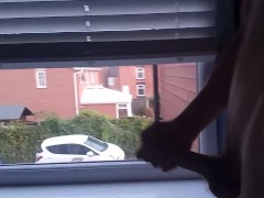 CAUGHT wanking at open window