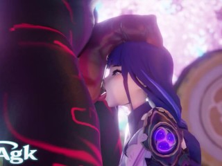 Raiden Shogun Genshin Impact Worshiping a Big Mitachurl Cock Porn Hilichurl 60 FPS