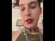 Preview 1 of cute tranny smokes and shows you her feet before masturbating (pt 1 full video on OF)