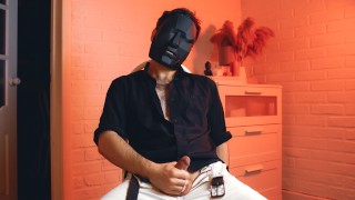 A Handsome Man Wearing A Mask Watches Kinky Porn And Jerks Off The Young Man's Loud Moans And Orgasms