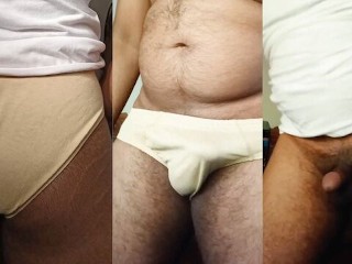 Indian Gay Guy Yellow Underwear and Hairy Cock