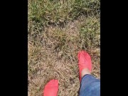 Preview 3 of Anklet socks garden walk. Grass is dry so a little bit of cracking under my feet.🥰