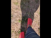 Preview 6 of Anklet socks garden walk. Grass is dry so a little bit of cracking under my feet.🥰