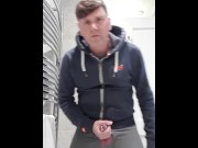 Preview 3 of Bloke with a thick uncut pierced cock wanks off in the bathroom.