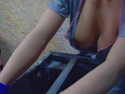 Preview 2 of Super hot computer repair technician sexy tits down blouse