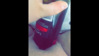 Teen 18+ fucks pussy with a bottle